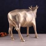 Pure Brass Large Cow Statue - Gomatha Idol | Elegant Spiritual Décor for Home, Temple & Office